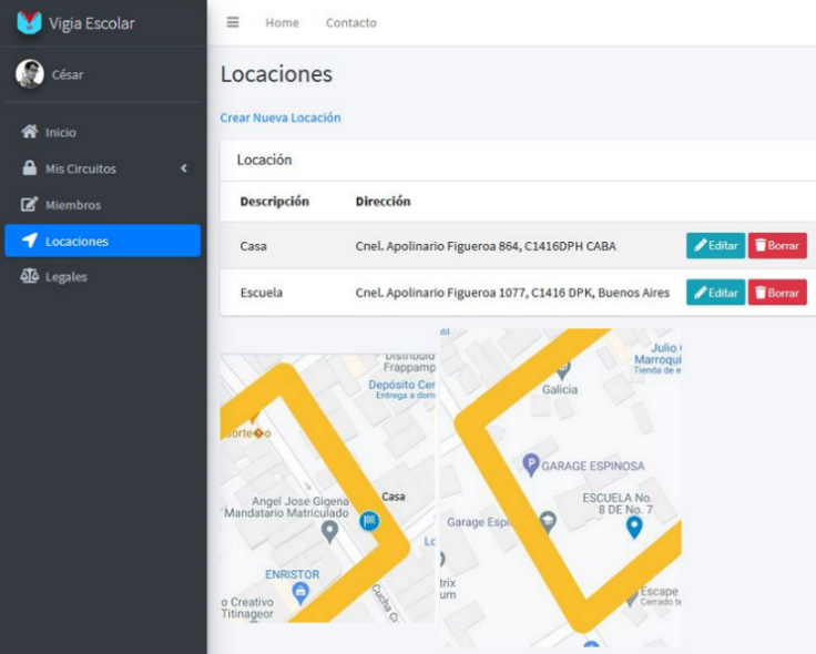Pantalla de Configuraci&oacute;n de Locaciones