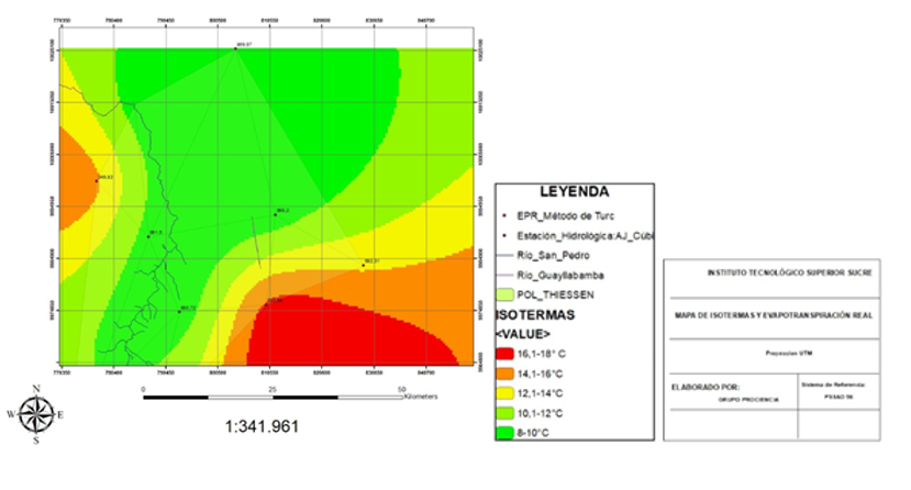Mapa de
isotermas y evapotranspiración real