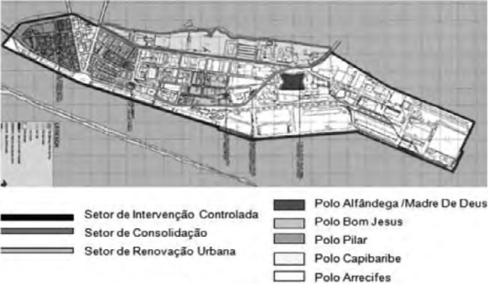 Mapa do Plano de Revitalização do Bairro do Recife, 1993.