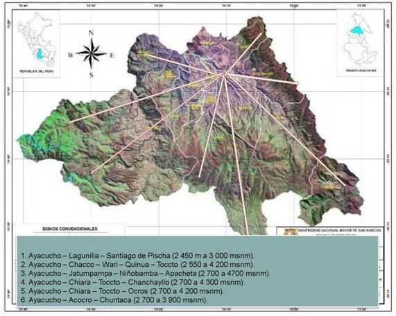 Mapa de la provincia de Huamanga. 

Imagen satelital Landsat