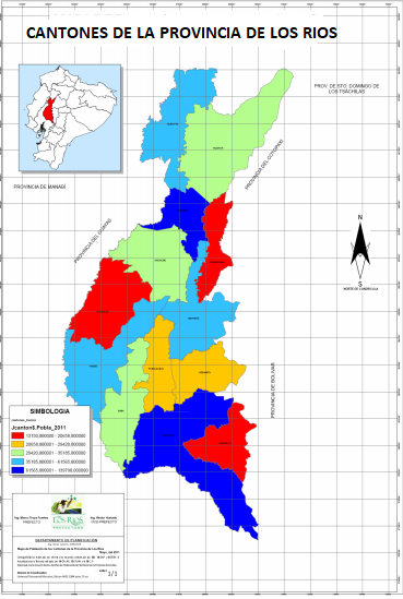 Mapa de la provincia de Los
Ríos, indicando los cantones en estudio