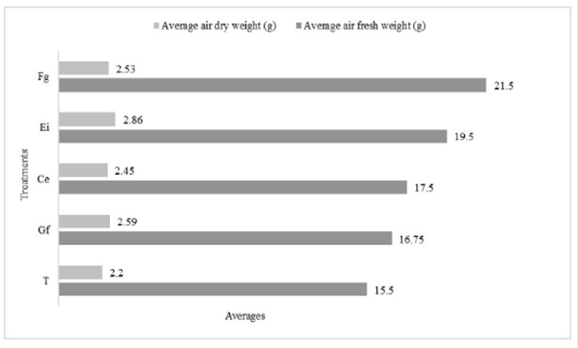 Effectiveness of four species of mycorrhizal fungi arbuscular over
aerial fresh weight and aerial dry weight in S. tuberosum L. “potato”
