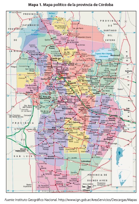 Mapa político de la provincia de Córdoba