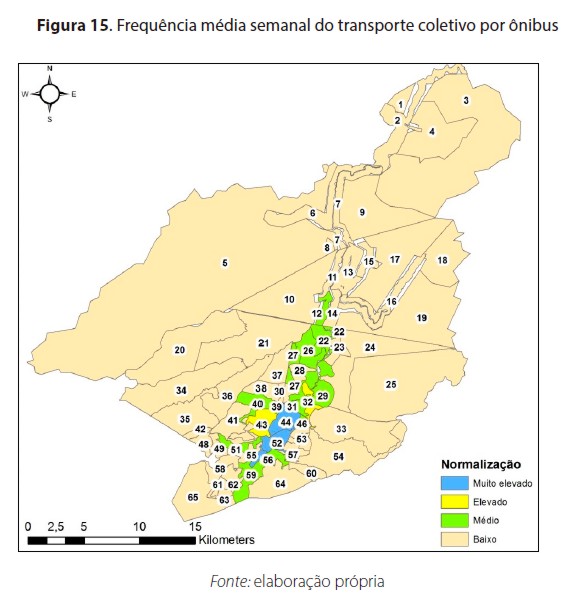 Frequência média semanal do transporte coletivo por ônibus
