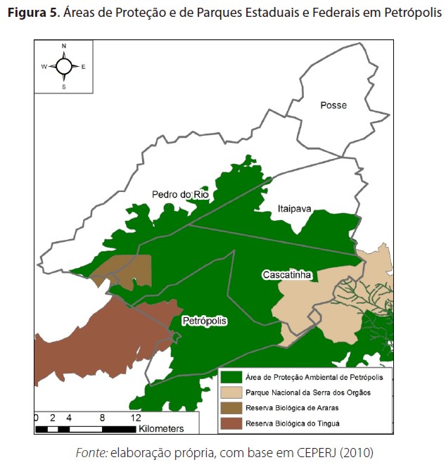 Áreas de Proteção e de Parques Estaduais e Federais em Petrópolis