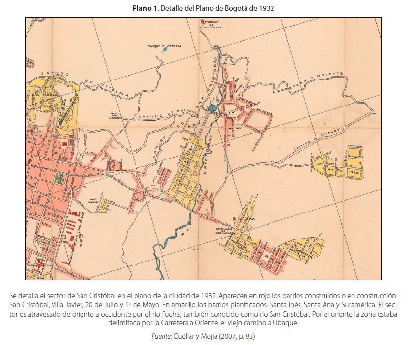 Detalle del Plano de Bogotá de 1932