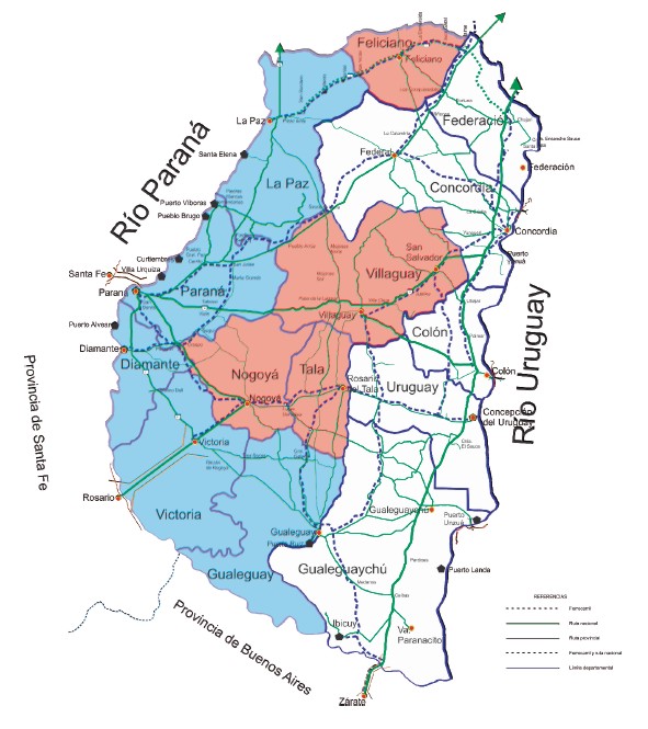 Rutas, ferrocarriles y puertos en Entre Ríos en 1937