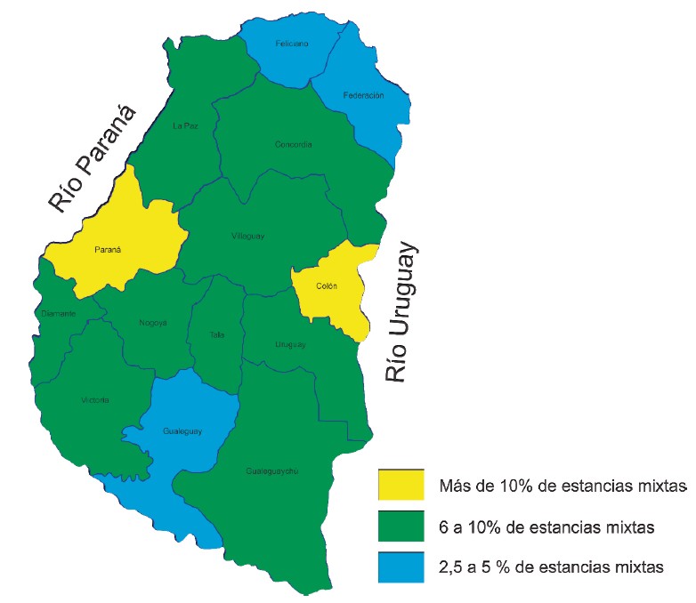 Distribución de las estancias mixtas en Entre Ríos en 1937