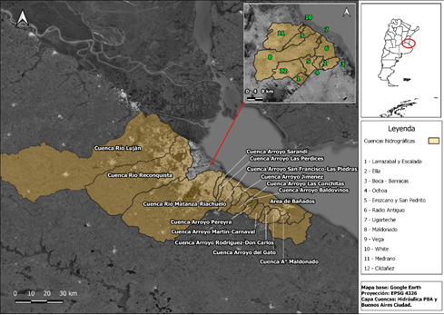 Mapa de cuencas de la RMBA