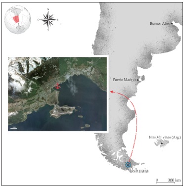 Ubicaci&oacute;n de Ushuaia y destinos de cruceros en Argentina