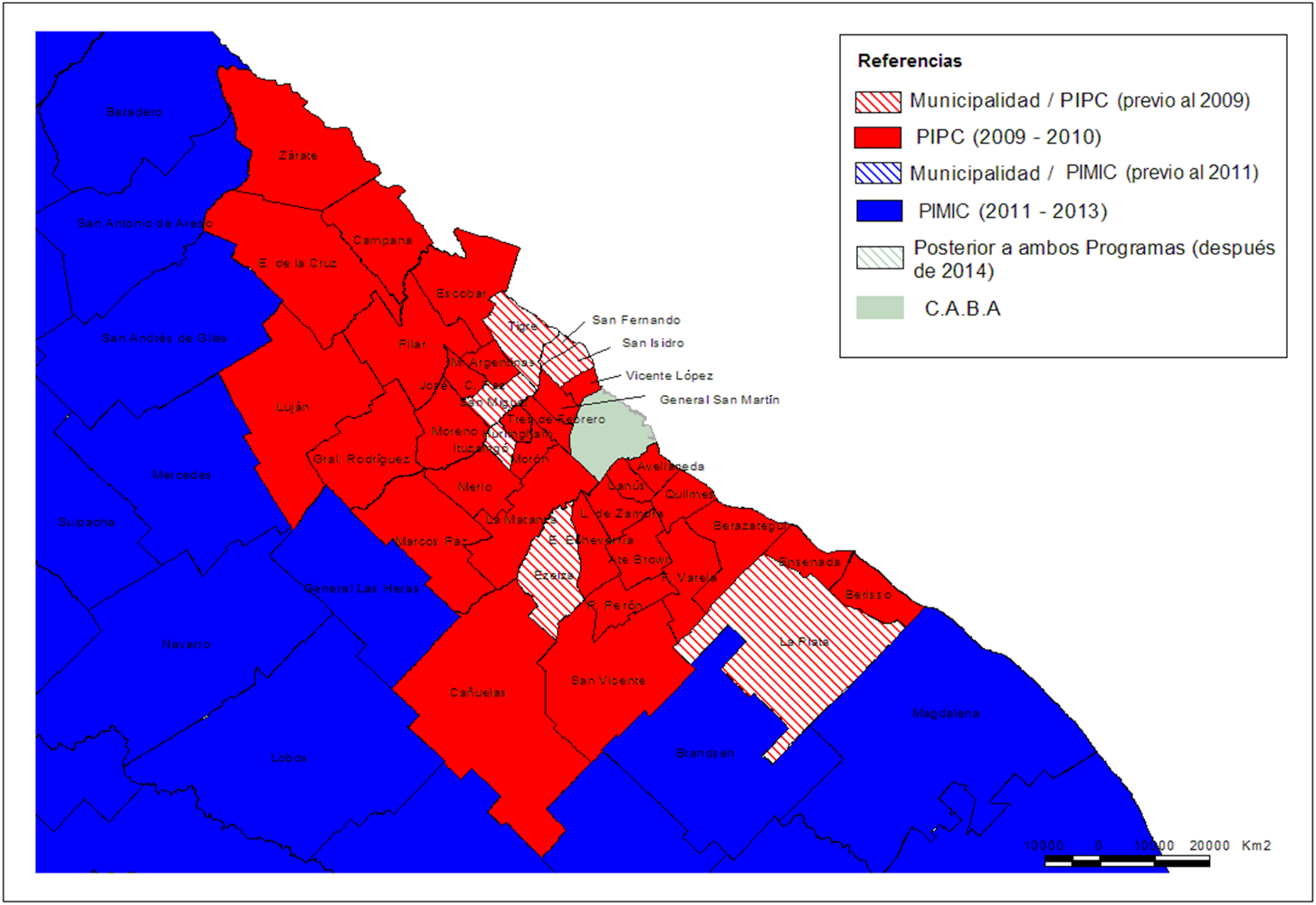 Etapas de implementaci&oacute;n de la
videovigilancia en la Provincia de Buenos Aires. Detalle de los municipios de
Gran Buenos Aires.