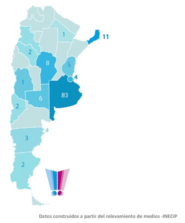 Principales zonas de
explotaci&oacute;n, seg&uacute;n medios de comunicaci&oacute;n