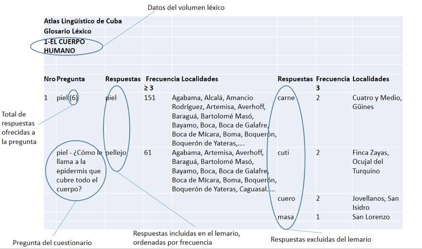 Datos geolectales que ofrece el Glosario léxico del ALCu