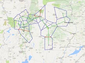Análisis de Barreras en Gran Chaco y NOA. Las Barreras están dibujadas en rojo.