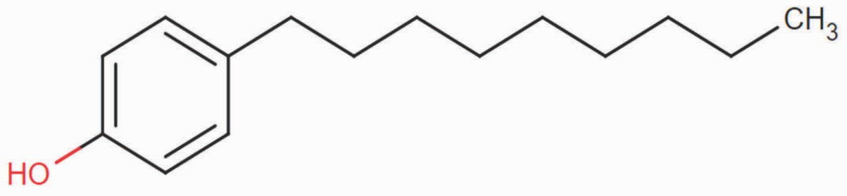 Estructura química del 4-n-Nonilfenol.