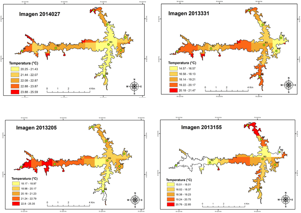  Imágenes del embalse RGII obtenidas de día por el
sensor remoto MODIS Terra en diferentes fechas.