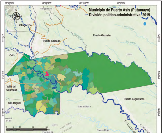 Distribuci&oacute;n pol&iacute;tico administrativa del Municipio de Puerto As&iacute;s