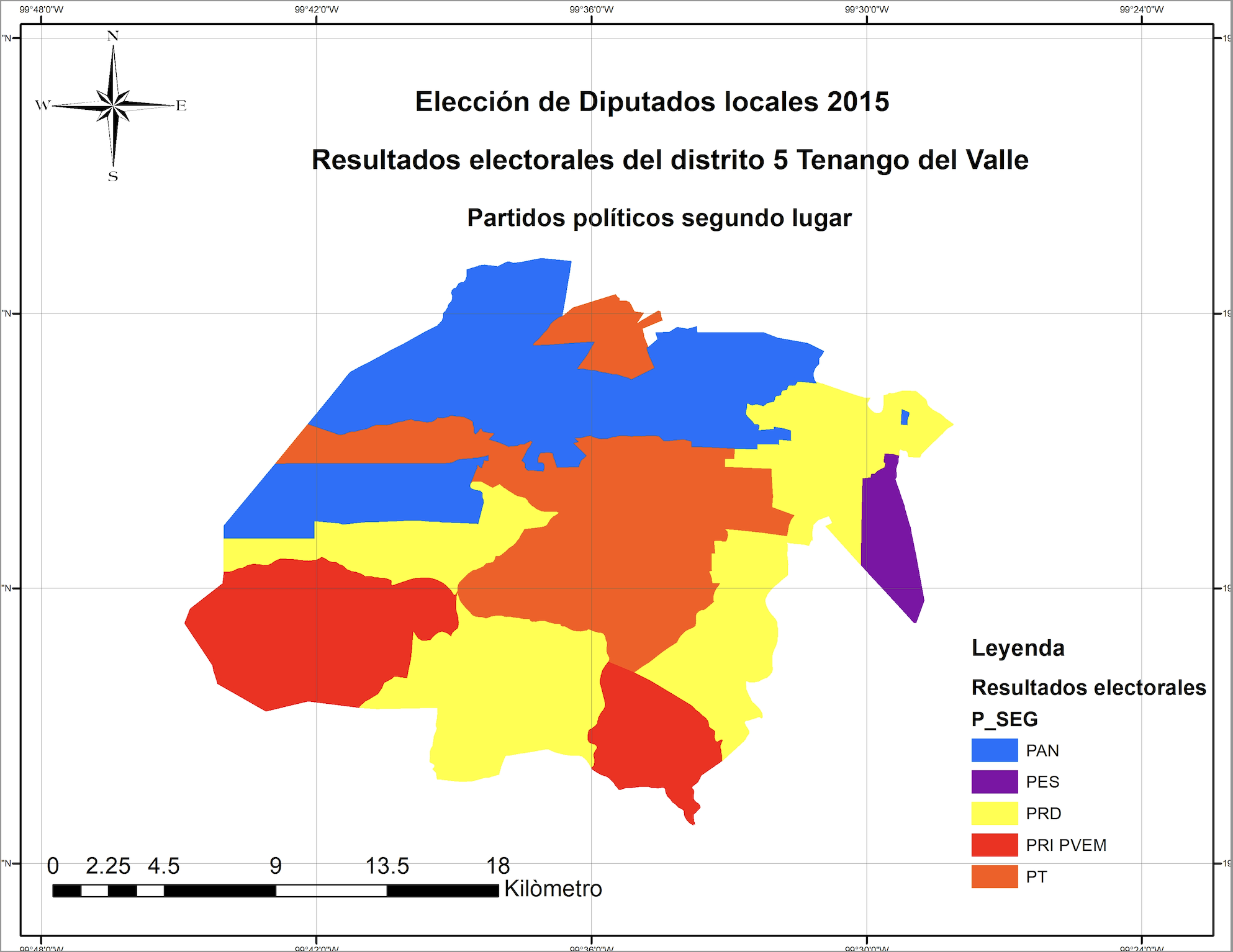 Resultados electorales por sección del
distrito 5 Tenango del Valle 