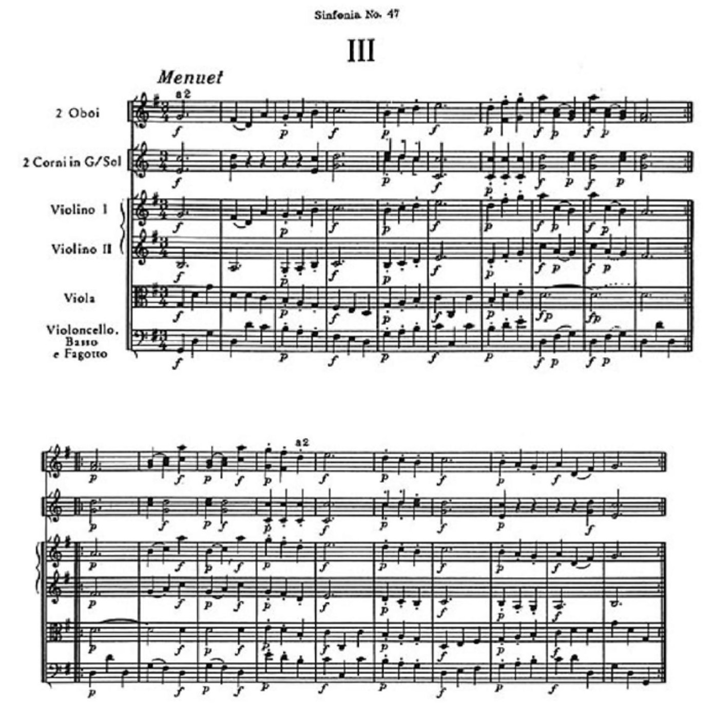 Fig. 10: Sinfonia nº 47 de Joseph Haydn, 3º movimento29. Um exemplo de retrogradação30. 

 