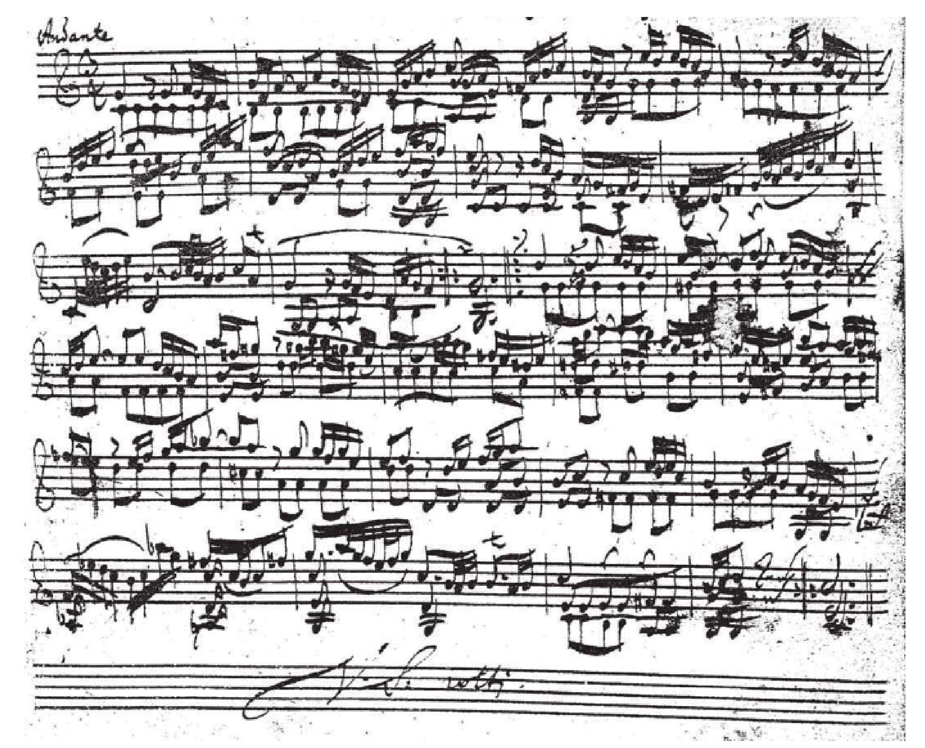 Fig. 5: Fac-símile do Andante em Dó Maior da Sonata II, em Lá menor de J. S. Bach