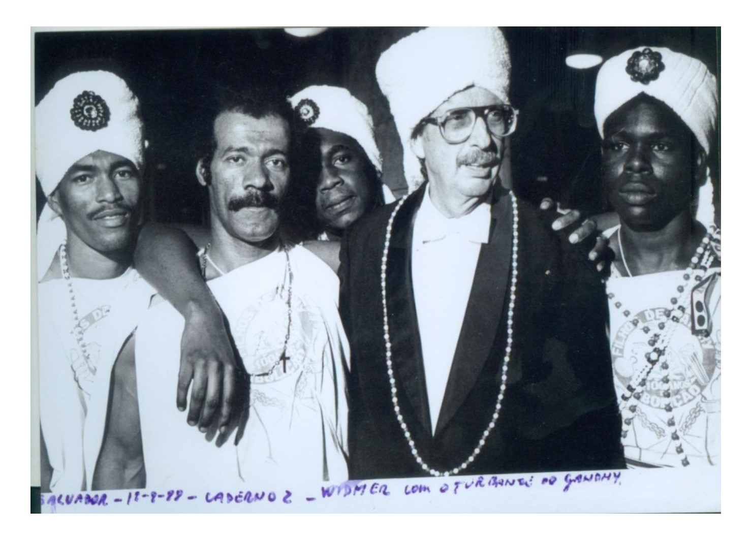 Figure 1: Widmer and members of the afox&eacute; Filhos de Gandhy