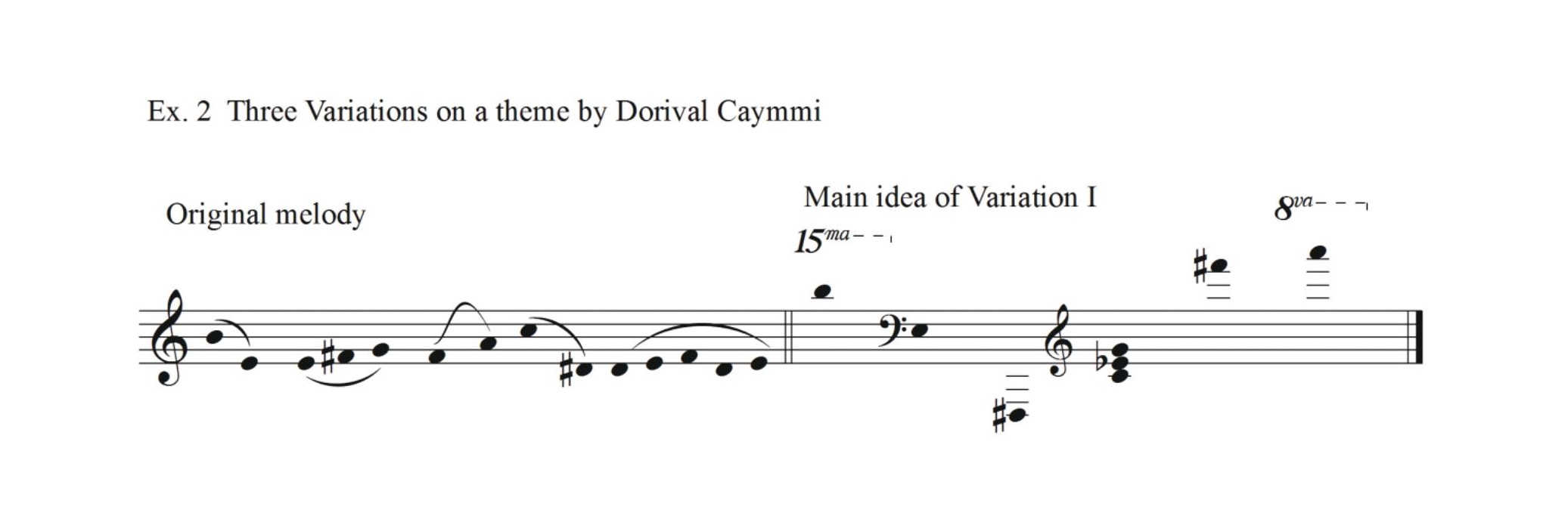 Example 3: Three variations on a theme by Dorival Caymmi &ndash; Ernst Widmer
