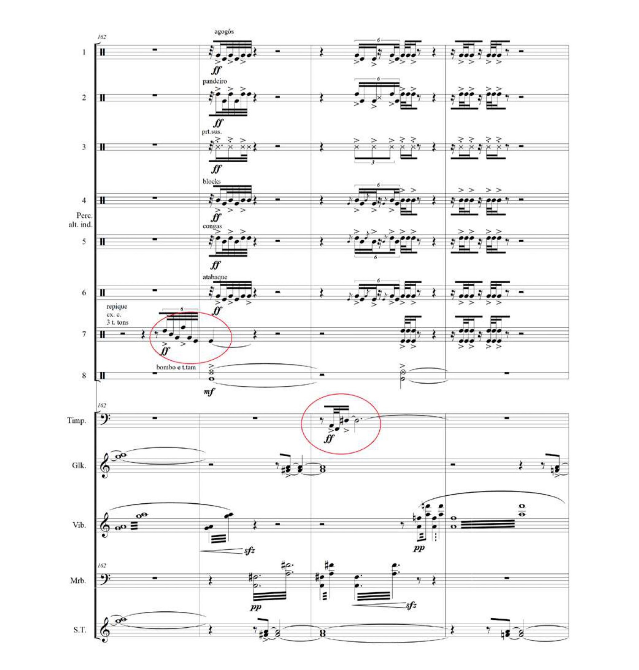 Exemplo 16: Sublimação rítmica como princípio de quebra de fluxo musical, em Dakunohrum