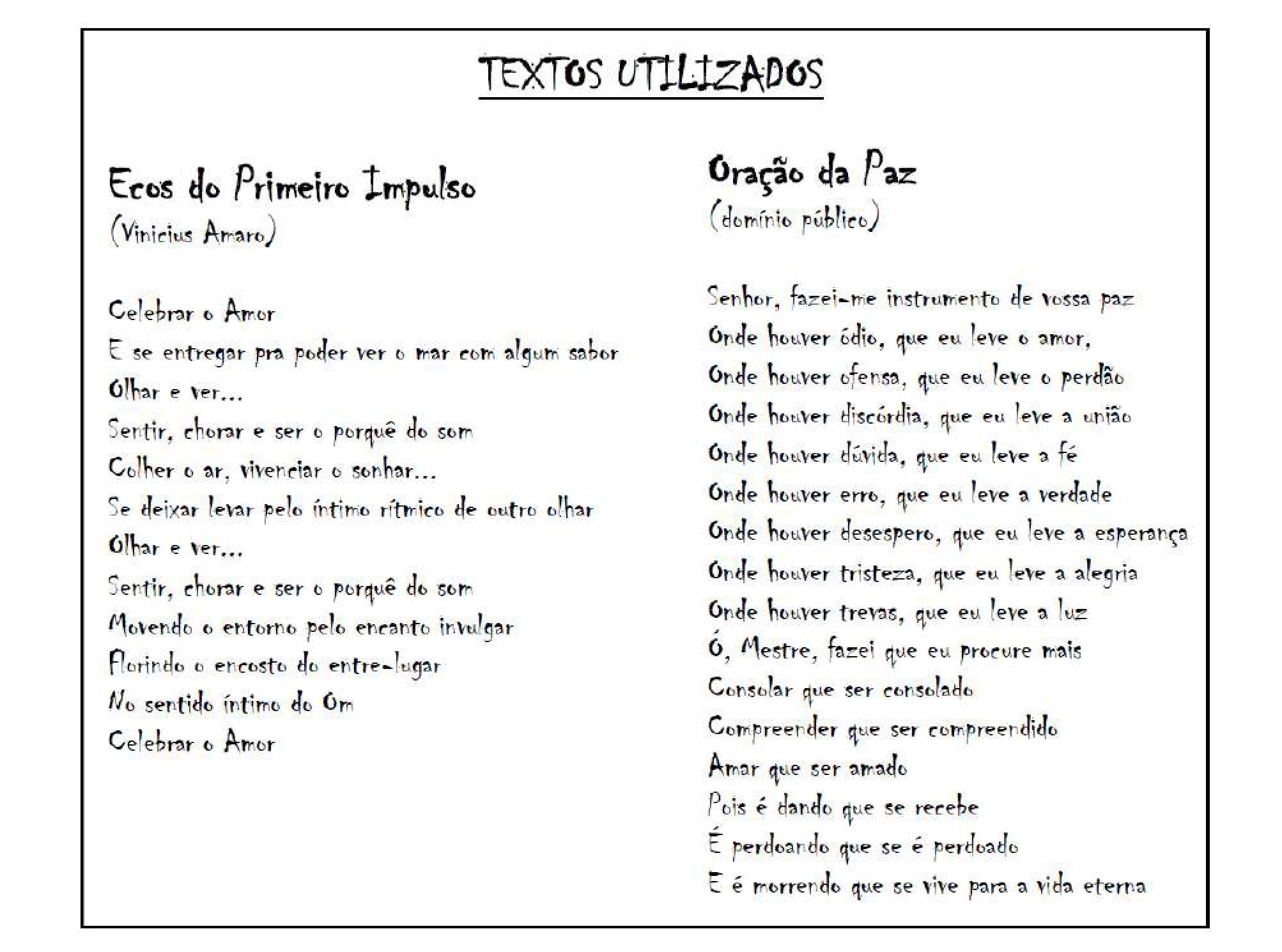Exemplo 31: Textos utilizados em Ecos n. 3 (sobre o primeiro impulso)