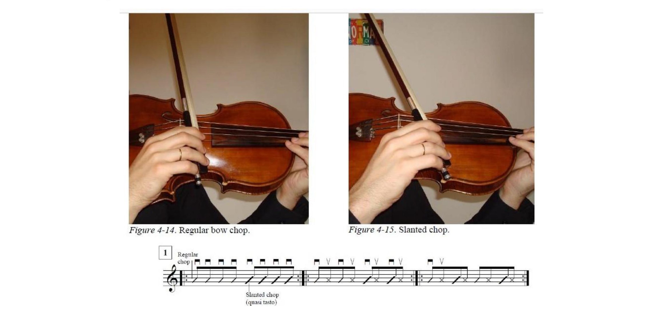 Fig. 7: Exercício para a execução de bow chops, articulação percussiva característica do bluegrass norte-americano32. 