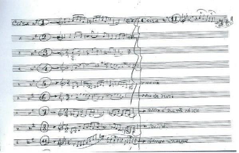 Manuscrito de Moacir Santos no caderno “Pré-Coisas”. 