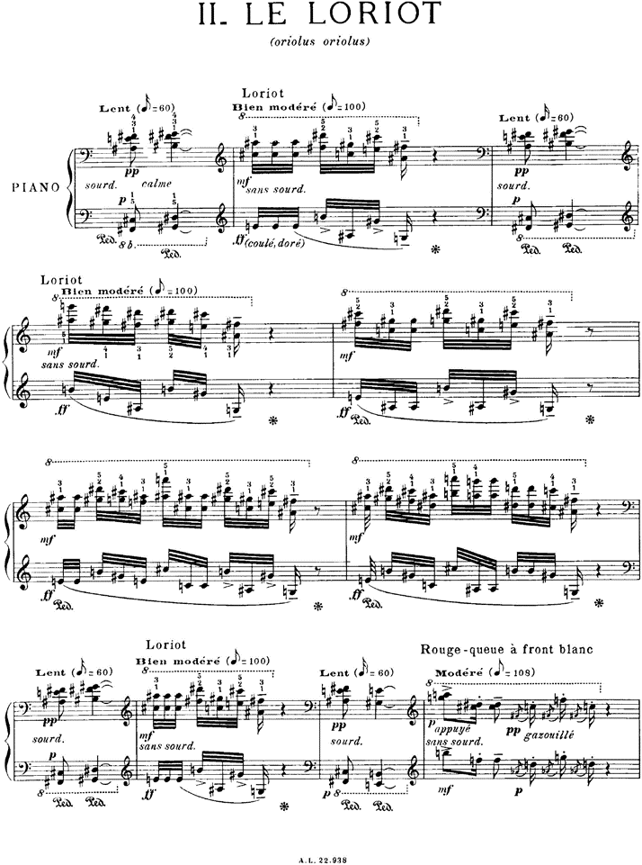 Olivier Messiaen. Catalogue d&rsquo;Oiseaux, &laquo; Le Loriot &raquo;
