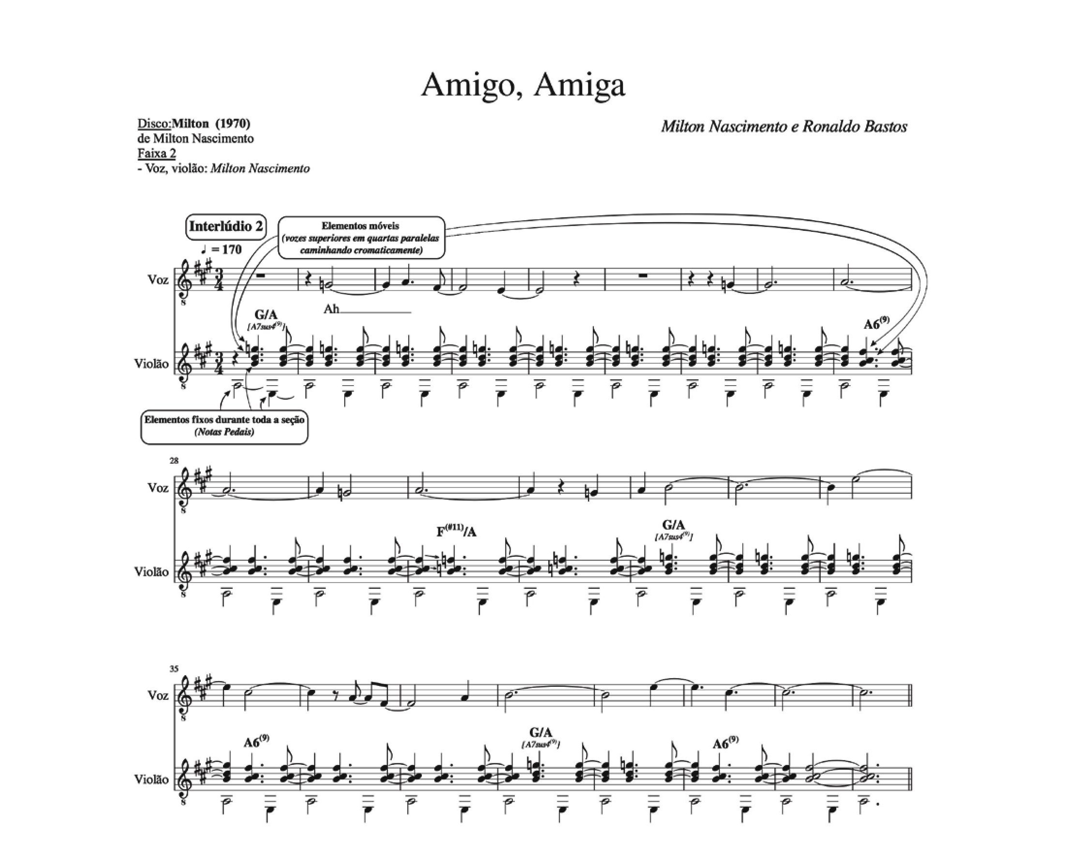 Fig. 19: Trecho do Interlúdio 2 da música Amigo, Amiga, de Milton Nascimento e Ronaldo Bastos