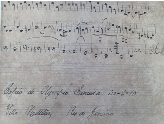 Documento musicogr&aacute;fico centen&aacute;rio escrito na cidade do Rio de Janeiro, ent&atilde;o capital do Brasil.