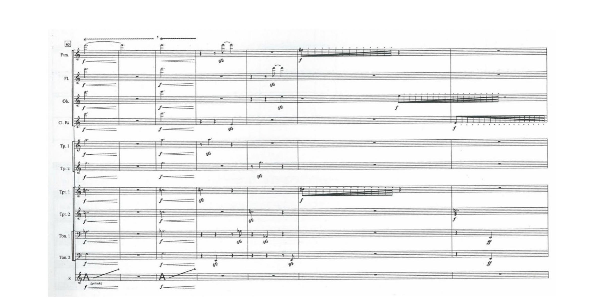 Fig. 1: L. Cardoso: Procissão das Carpideiras. Acelerando muito rápido com staccato (compassos 63-69). 