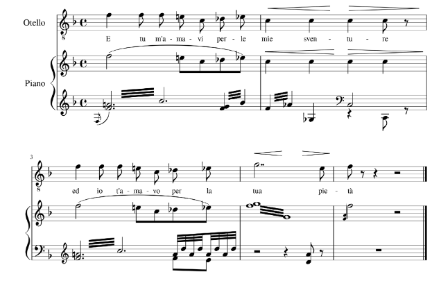 Parte final do
Dueto de amor entre Otello e
Desdemona.