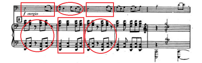 Trecho extraído da Pampeana n.º 2, Op. 21 (p.2, compassos 8-12 do Allegro)