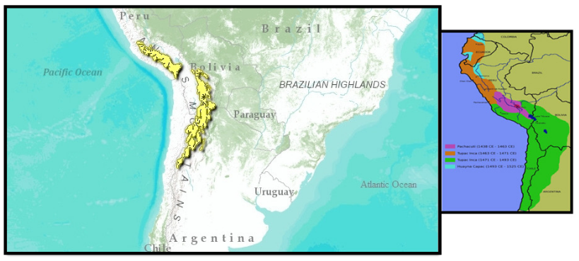 Esquerda: mapa da região denominada Puna.41 Direita: mapa do Império Inca.42
