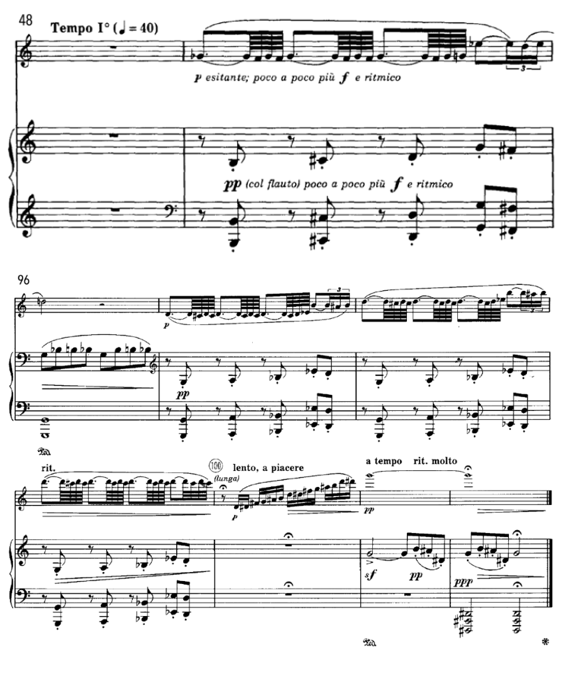  Coda do primeiro movimento. Liebermann, Sonata para flauta e piano Op. 23, I (comp. 48-49, 96-102).