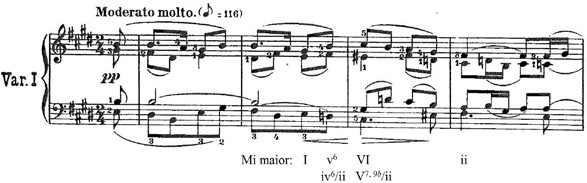 Variação no 1, harmonização do
tema com acorde de mediante