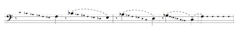  Ciclo de quintas. Contrabaixos. Lento (Assai) da Sinfonia n. 8 de Heitor Villa-Lobos. Redução. Compassos 49-53.