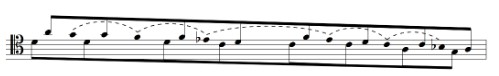 Melodia em ziguezague. Tópica “brejeiro”. Lento (Assai) da Sinfonia n. 8 de Heitor Villa-Lobos. Redução. Compassos 19-20.