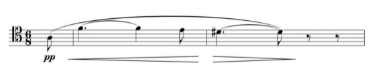  Motivo Tristão. Prelúdio da ópera Tristão e Isolda. Melodia do violoncelo. Compassos 1-2.