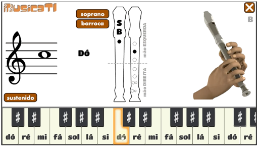 Interface do app Musicati, nota dó