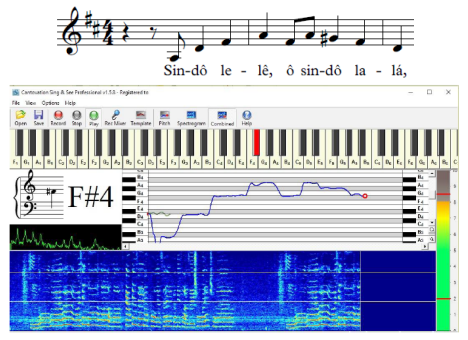 Produção gerada pelo software Sing&See, a despeito do trecho melódico ilustrado na partitura.
			