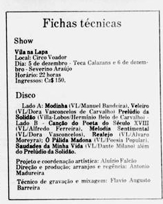 ficha técnica do seu disco Villa-Lobos: Serestas e Canções (1987).