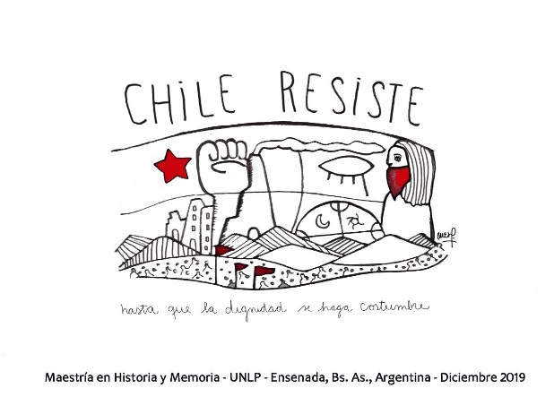 Postal &ldquo;CHILE RESISTE. Hasta que la dignidad se haga costumbre&rdquo;  dise&ntilde;ada por Emilia  Nieto