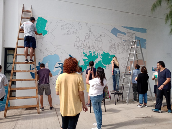 Pintura colectiva del mural, 8 de abril de  2022