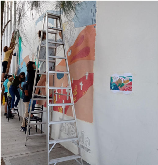 Pintura colectiva del mural, 8 de abril de 2022