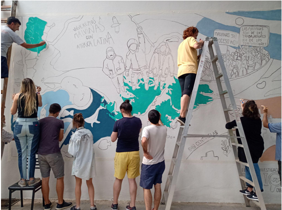 Pintura colectiva del mural, 8 de abril de  2022