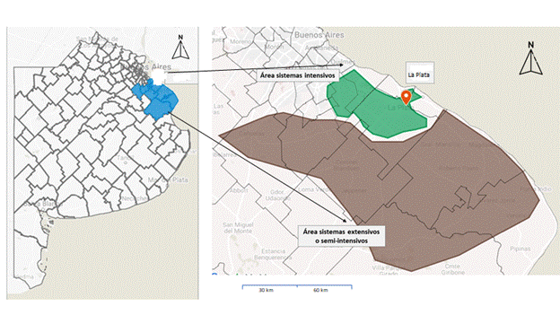 Delimitación del Área Metropolitana Sur de Bs As y zona de producción
intensiva